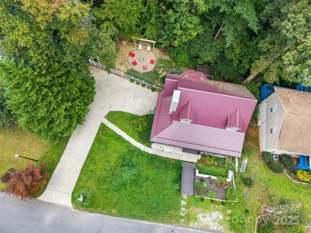 an aerial view of a house