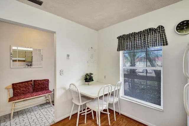 a dining room with furniture