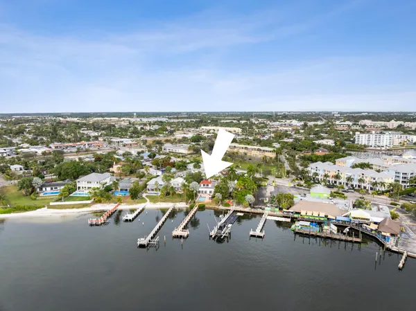 a view of a lake with a city