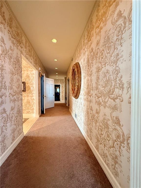 206 Fairview Road Pittsburgh, PA 15238 - Photo 13 of 29 a view of a hallway with entryway wooden floor and a chandelier