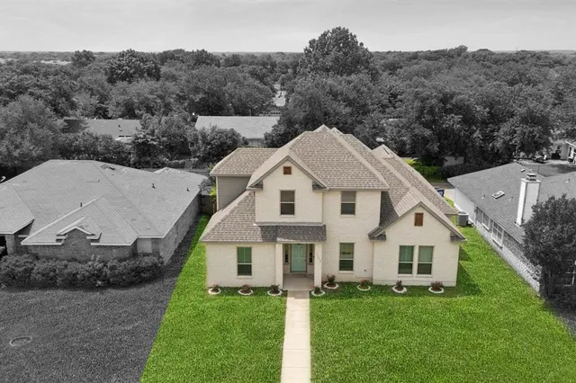 an aerial view of a house