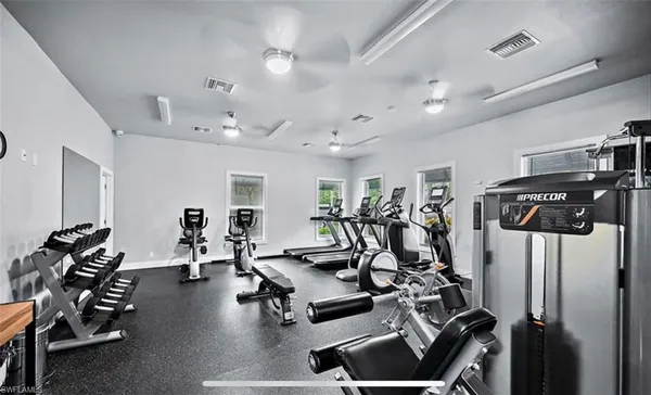 a view of a room with gym equipment