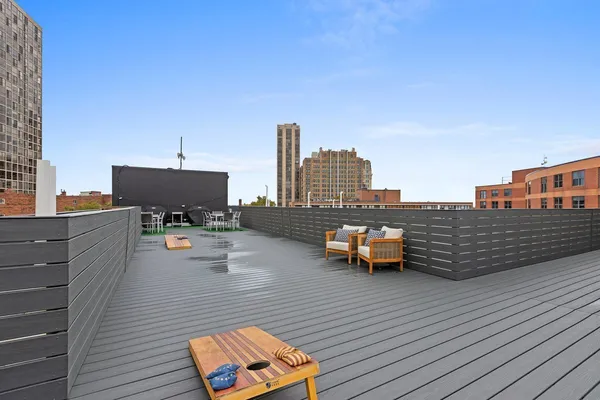 a terrace with outdoor seating