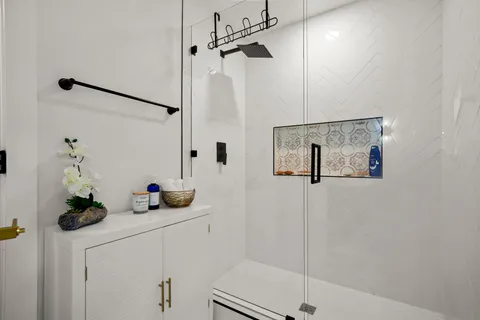 a bathroom with a shower