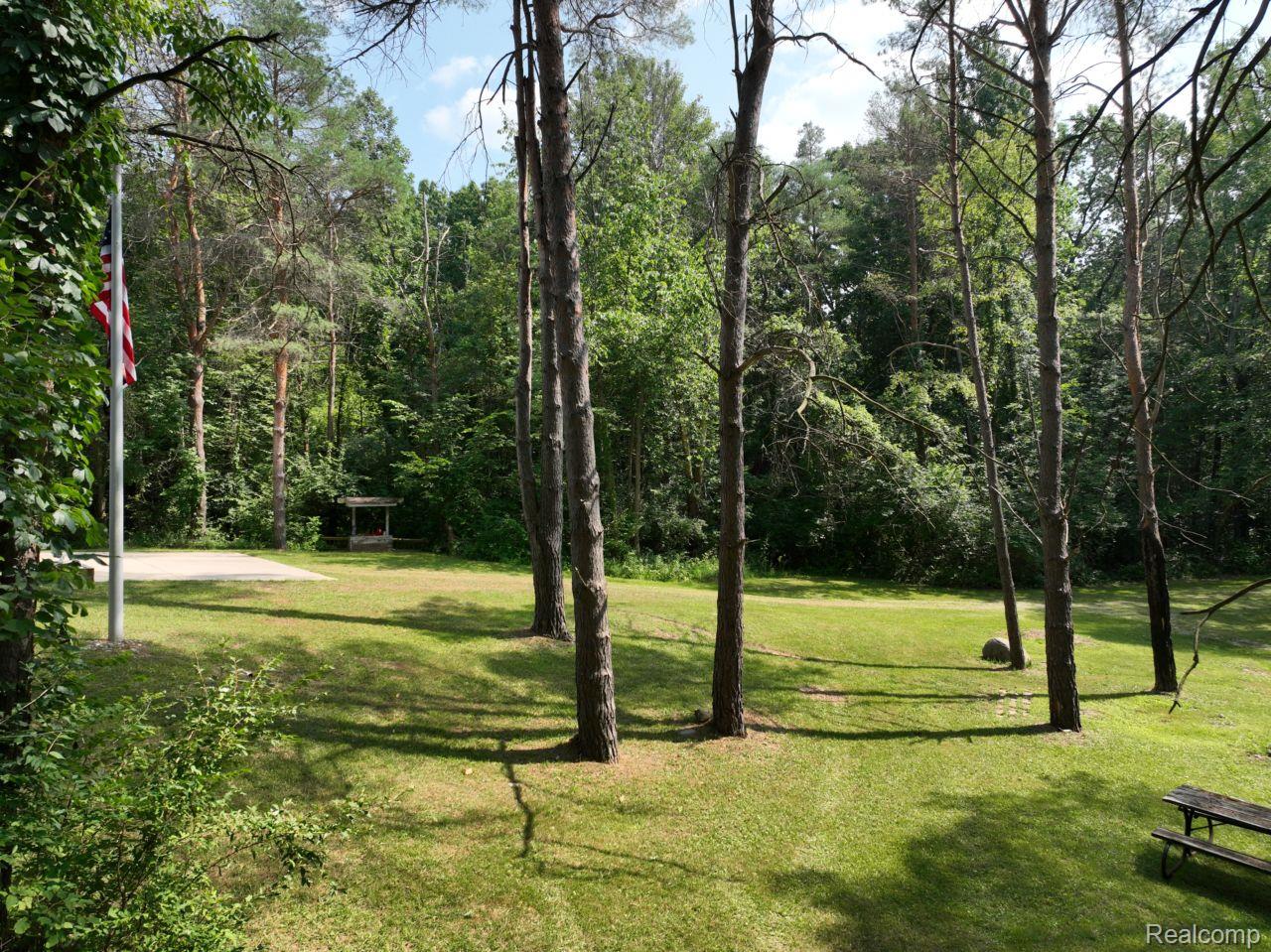 10201 Washburn Road Goodrich, MI 48438 - Photo 10 of 85 Expansive outdoor space featuring a large manicured lawn, several mature trees, and a paved area