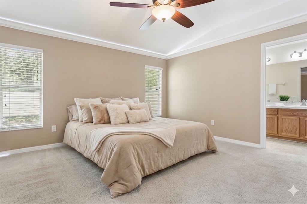 25932 Terrawood Loop Land O Lakes, FL 34639 - Photo 18 of 28 a bedroom with a bed and a chandelier