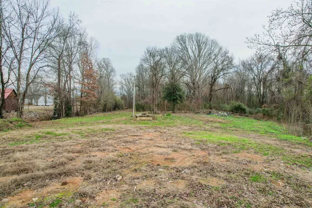a view of yard with swimming pool and trees