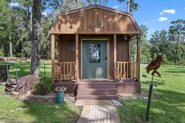 a view of a lake with a park