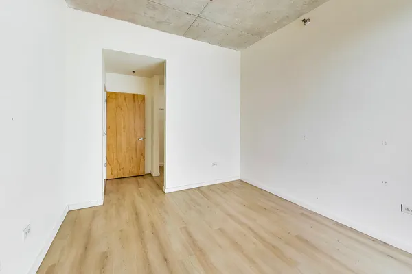 a view of a room with racks on the wall