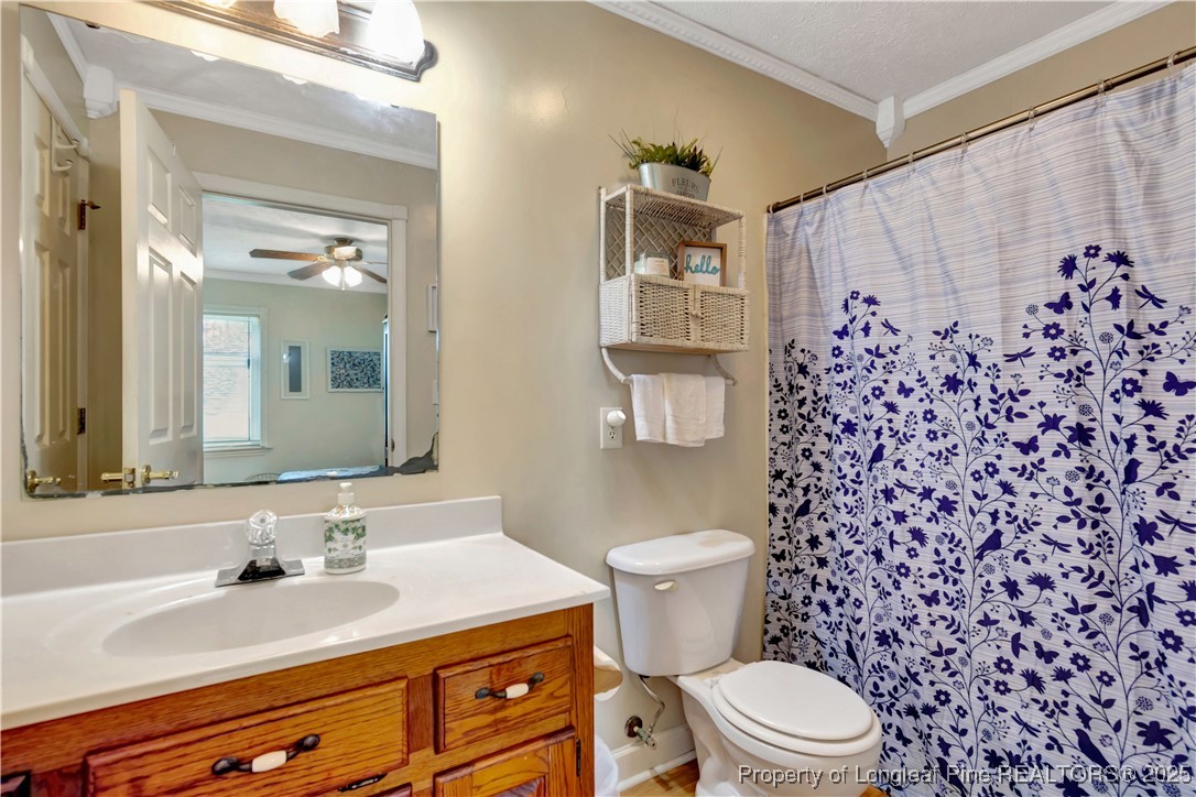 1079 Charlie Williamson Road Whiteville, NC 28472 - Photo 22 of 35 a bathroom with a granite countertop toilet sink and mirror