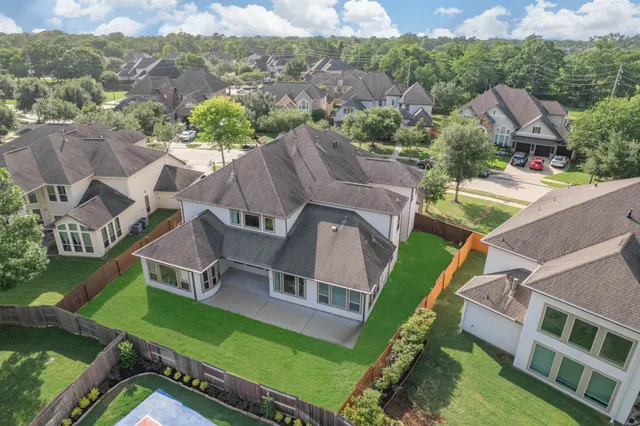 an aerial view of a house