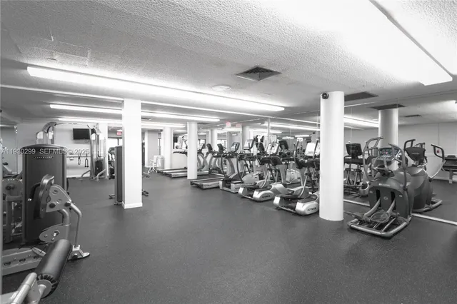 a view of a room with gym equipment