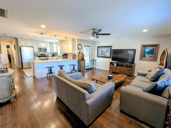 a workspace with furniture and a window