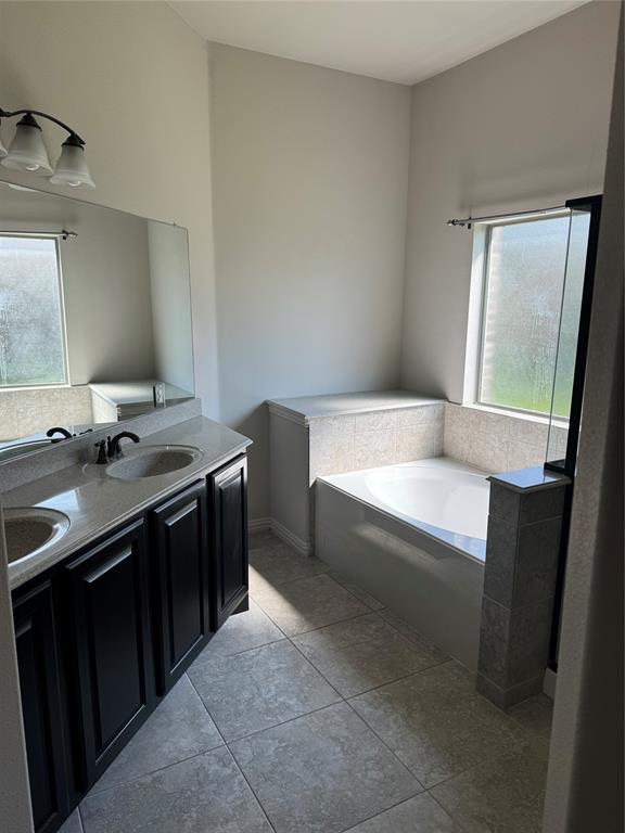 236 Archer Way Forney, TX 75126 - Photo 18 of 35 a bathroom with a tub sink and mirror