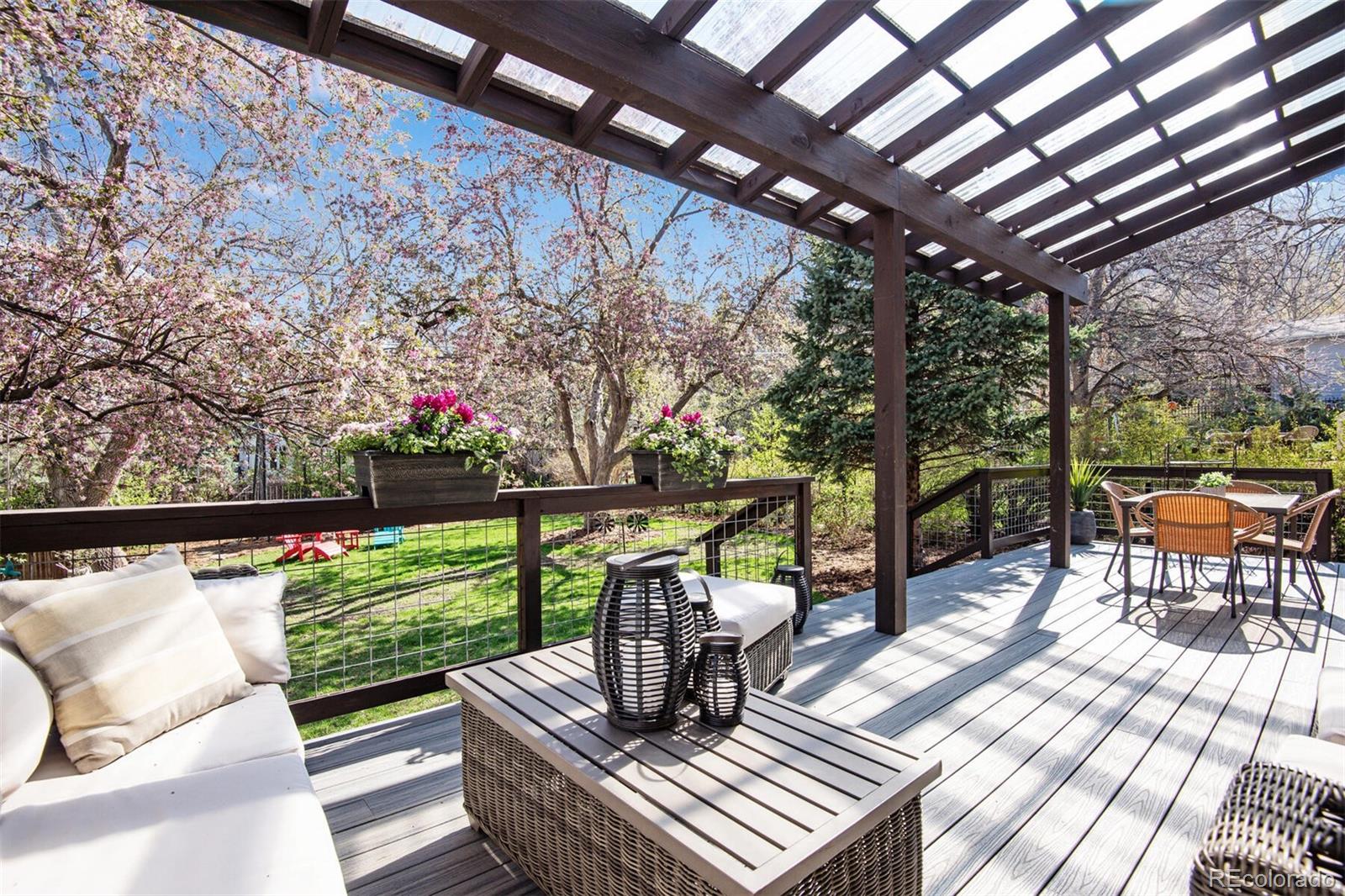 500 Iris Avenue Boulder, CO 80304 - Photo 4 of 39 a view of a patio with a dining table and chairs with wooden floor