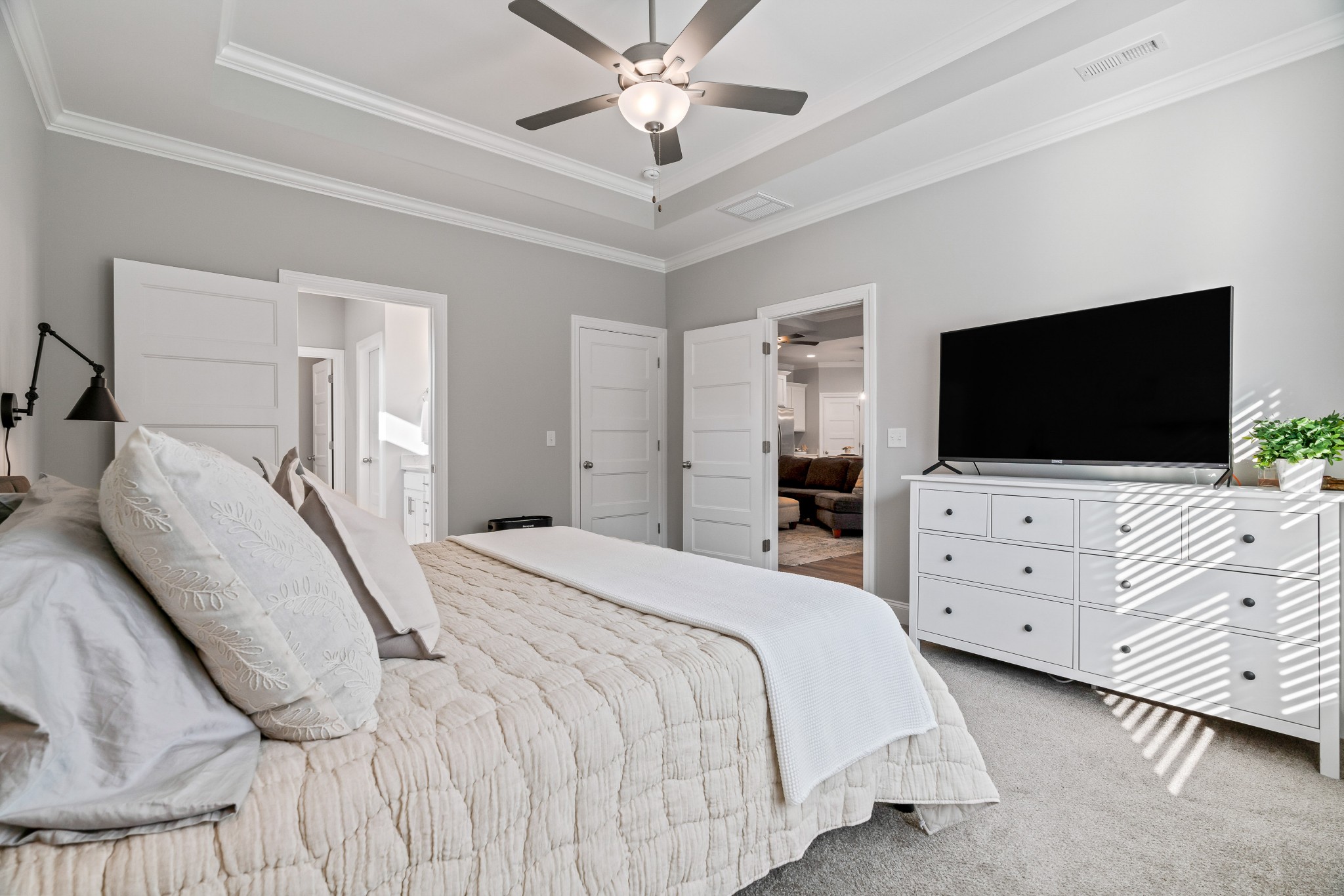 623 Gallant Way Murfreesboro, TN 37129 - Photo 28 of 48 a bedroom with a large bed and a flat tv screen on dresser
