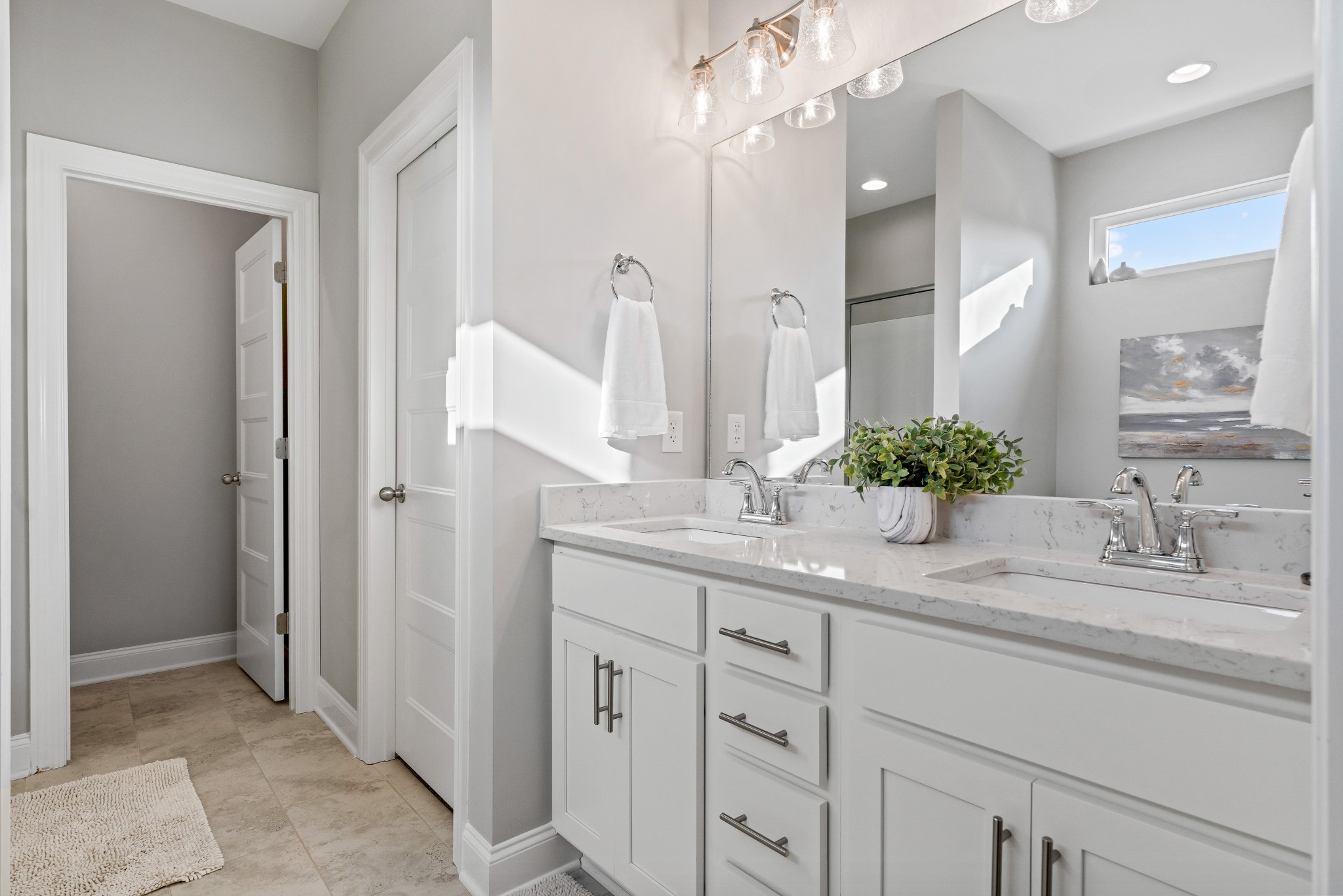 623 Gallant Way Murfreesboro, TN 37129 - Photo 29 of 48 a bathroom with a double vanity sink and a mirror