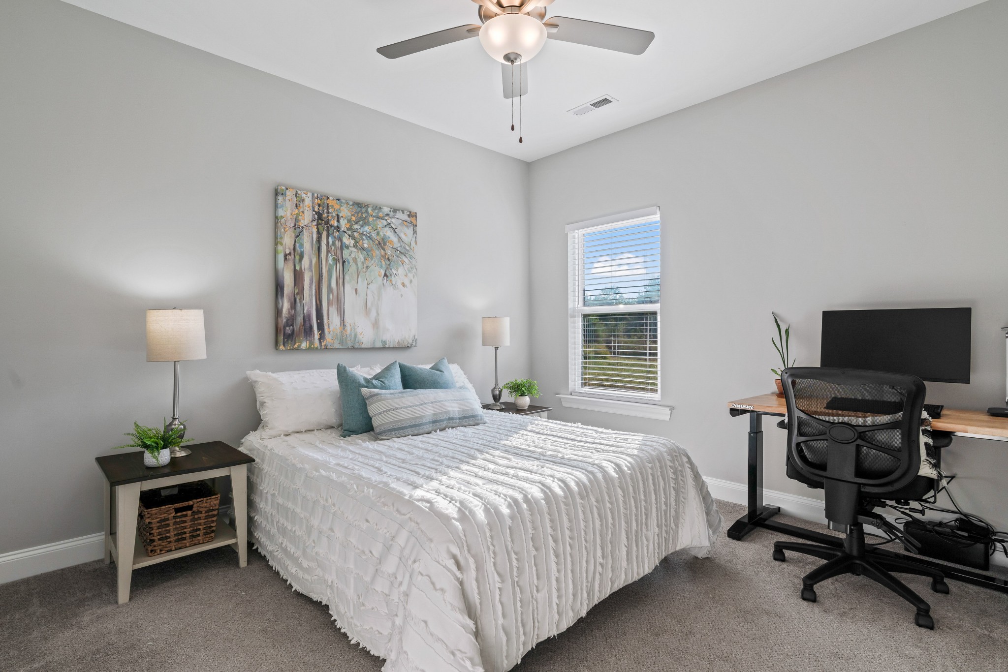623 Gallant Way Murfreesboro, TN 37129 - Photo 34 of 48 a bedroom with a bed a chair and a chandelier