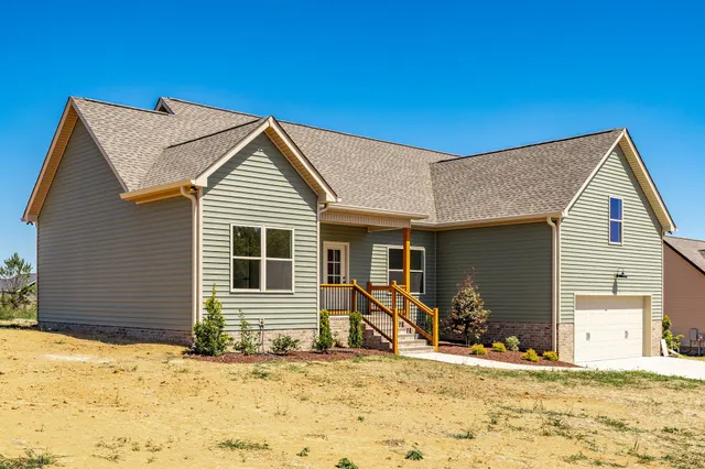 a view of a house with snow on the floor