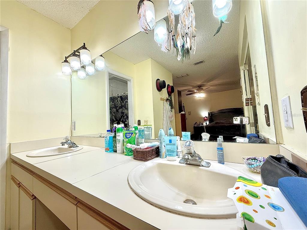 2500 Brook Road North Fort Meade, FL 33841 - Photo 36 of 65 a bathroom with a sink a chandelier and a mirror