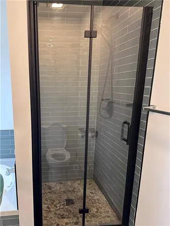 a bathroom with a shower