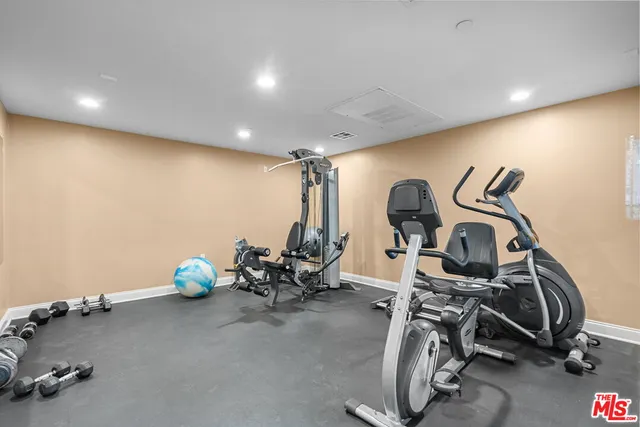 a view of a room with gym equipment