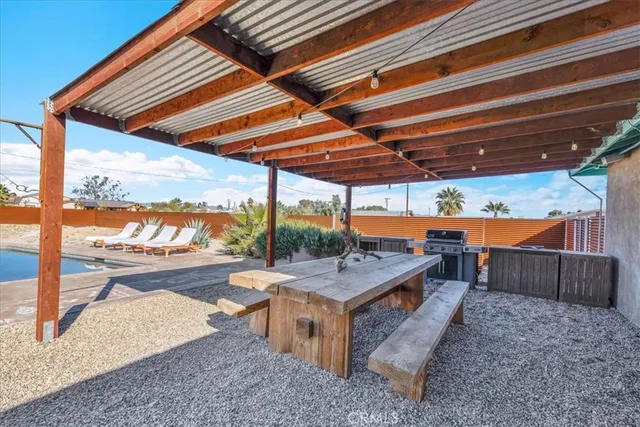 a view of outdoor space with seating