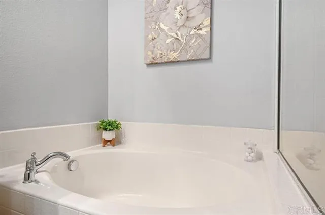 a bathroom with a bathtub