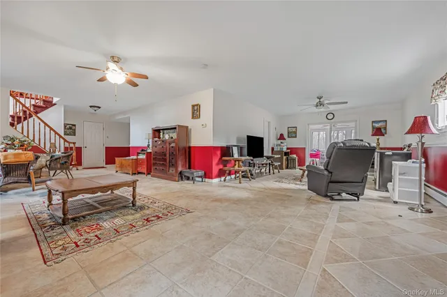 a living room with furniture