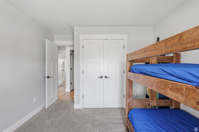 625 East 100 South Ephraim, UT 84627 - Photo 17 of 26 Plush gray carpeting extends throughout this room, featuring a double-door closet with matte black hardware