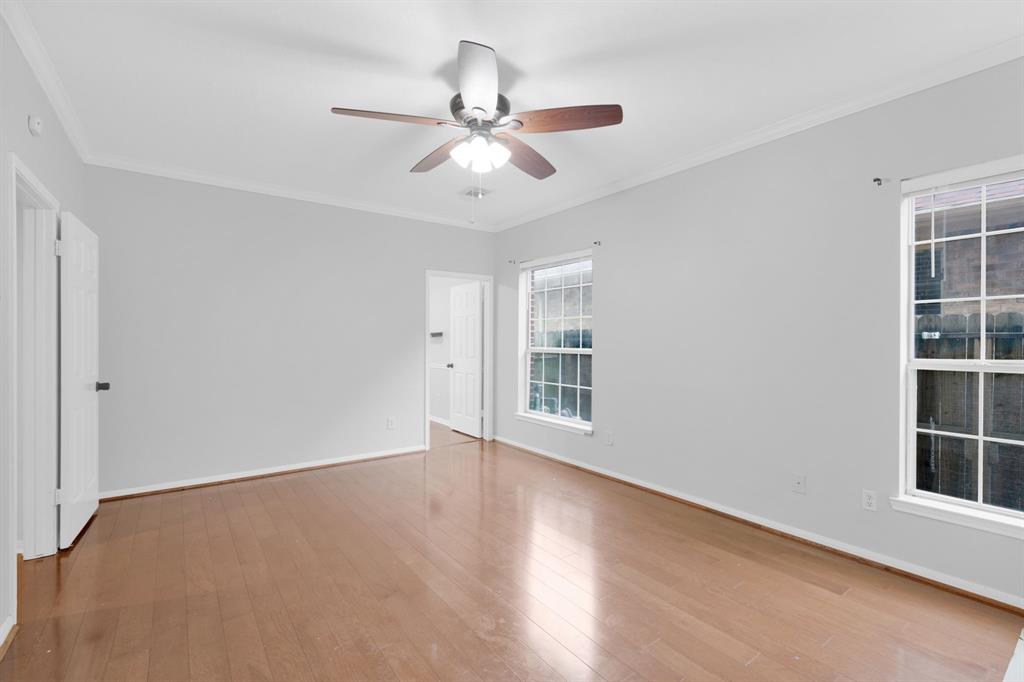 3714 Cedar Glen Lane Spring, TX 77388 - Photo 12 of 29 Unfurnished bedroom featuring ornamental molding, light wood finished floors, and ceiling fan