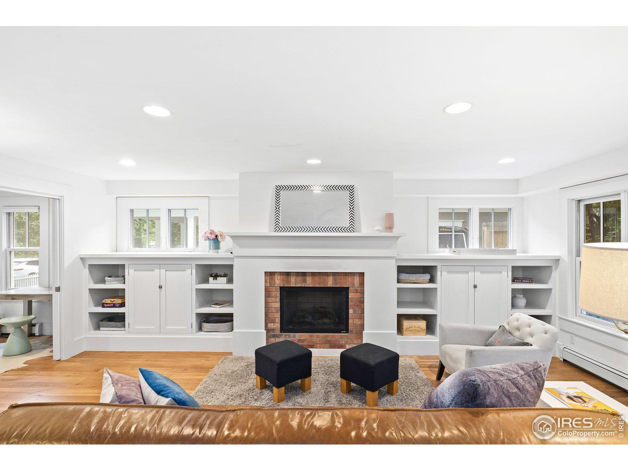 3161 7th Street Boulder, CO 80304 - Photo 9 of 39 Living room with gas fireplace.