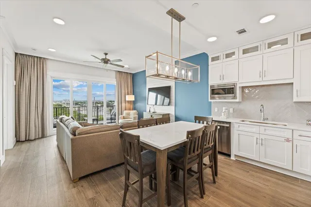a view of kitchen with living room and furniture