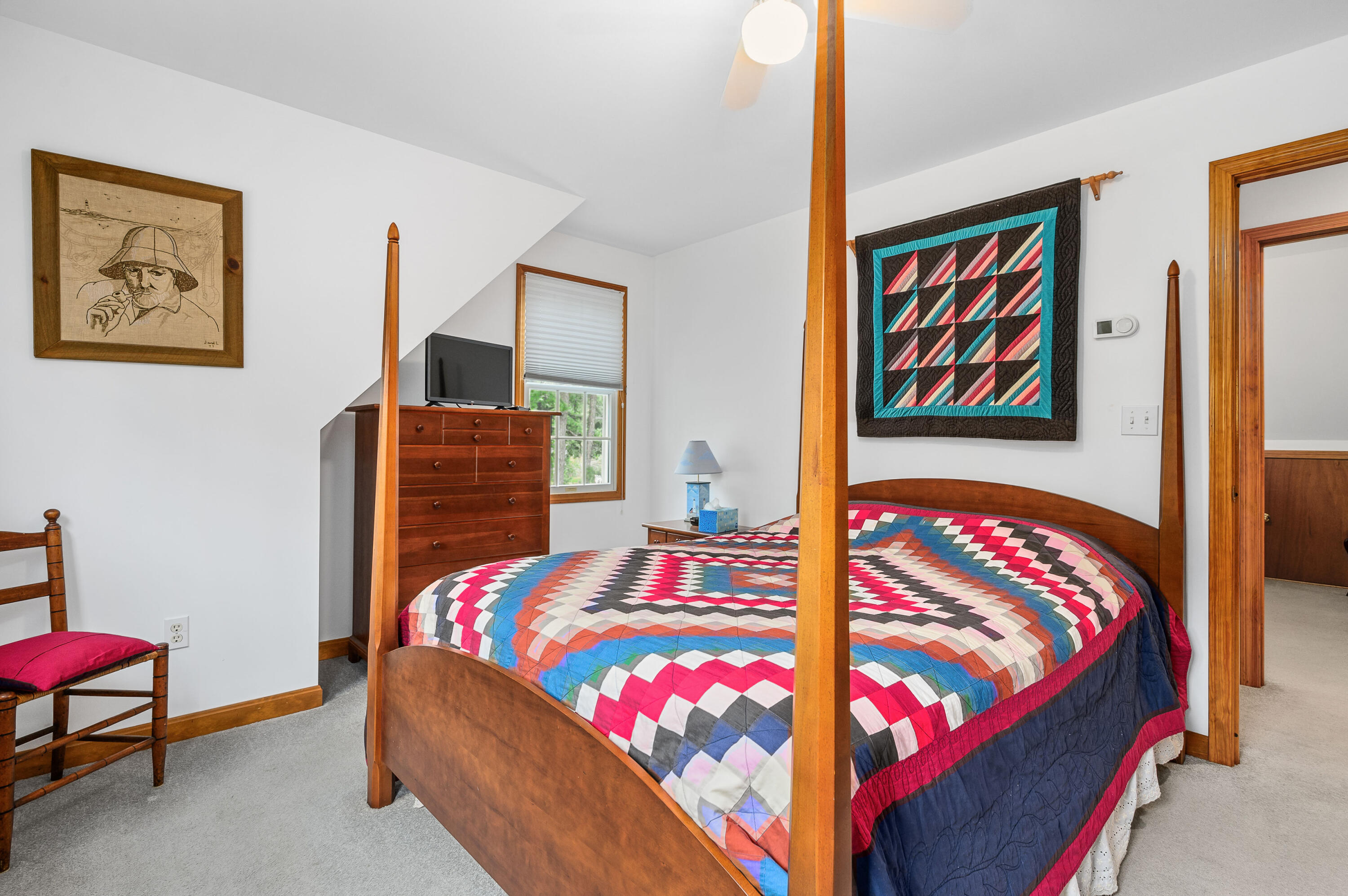 86 Old Wharf Road Wellfleet, MA 02667 - Photo 27 of 37 a bedroom with two beds and a lamp