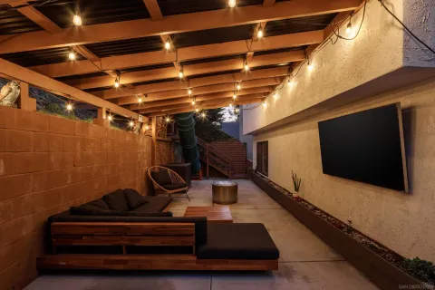 a outdoor space with furniture