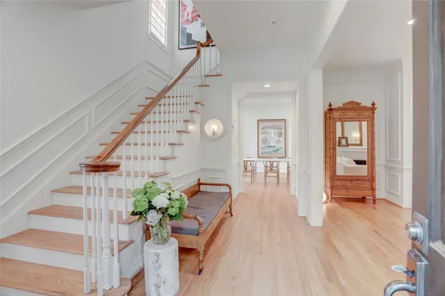 a view of entryway with wooden floor