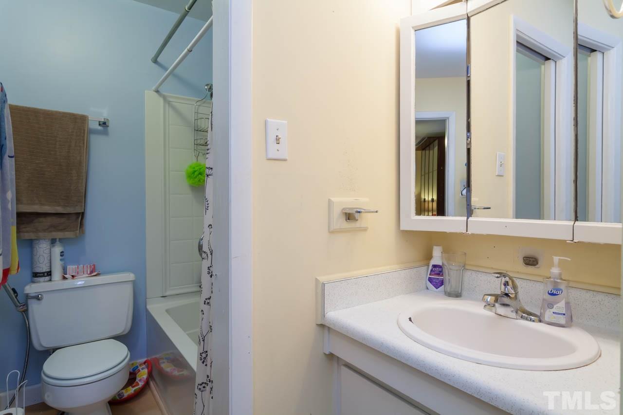 1733 Euclid Road Durham, NC 27713 - Photo 17 of 25 a bathroom with a sink toilet and mirror