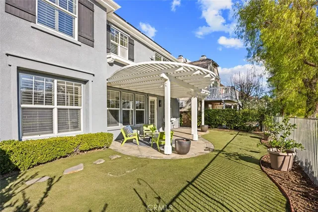 a front view of a house having patio
