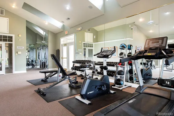a view of a room with gym equipment