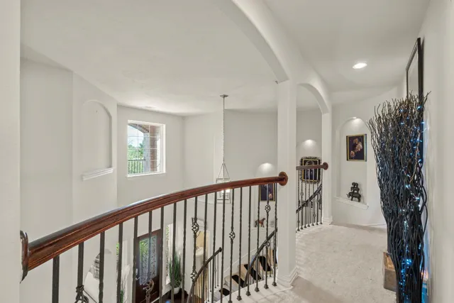 a view of a porch with a floor to ceiling window