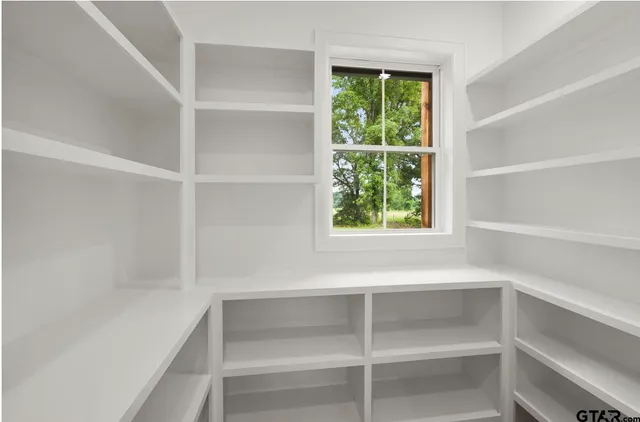 a view of an empty walk in closet