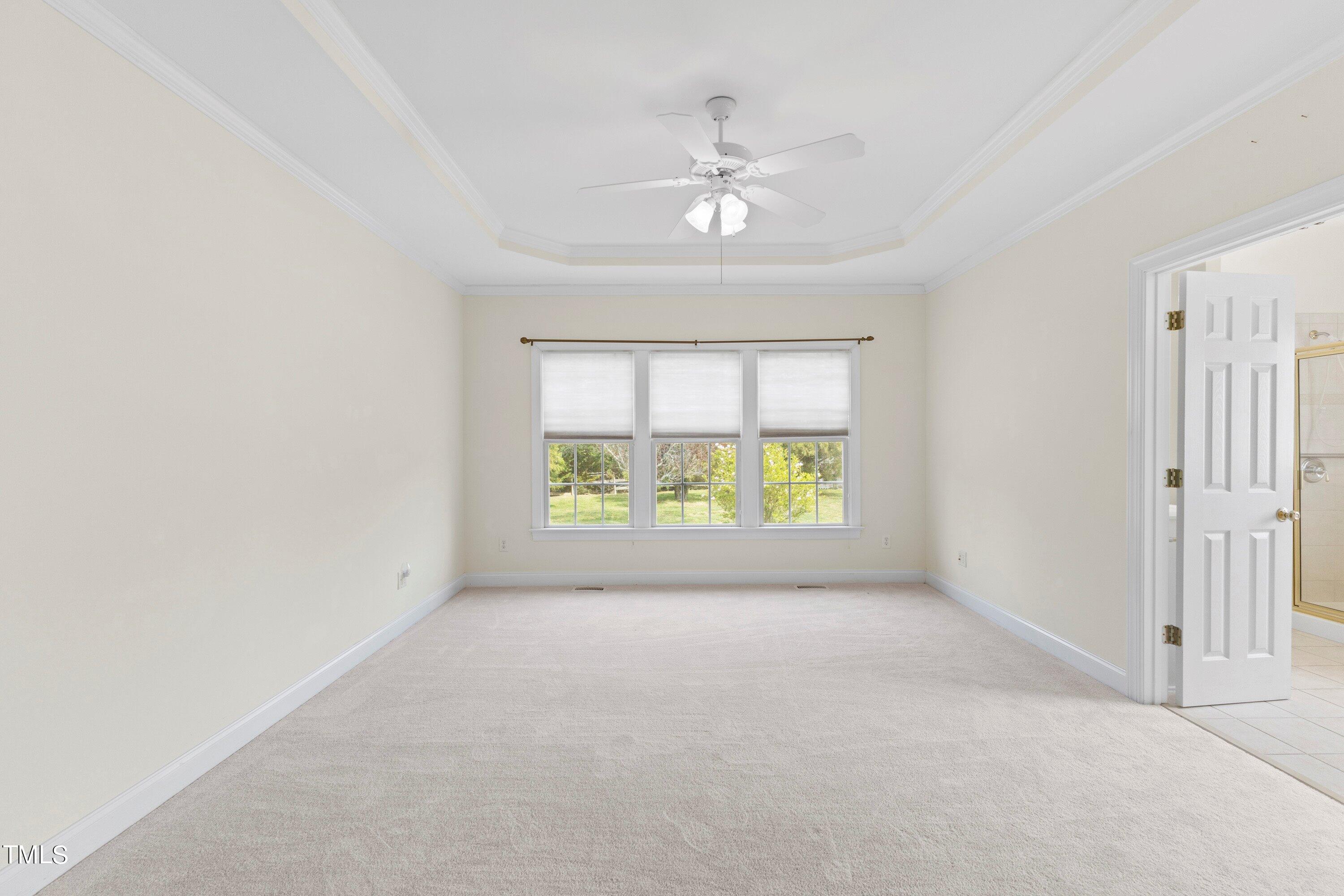 1004 Pasture View Lane Raleigh, NC 27603 - Photo 21 of 48 The owner's bedroom has new carpeting a trey ceiling and 3 windows.