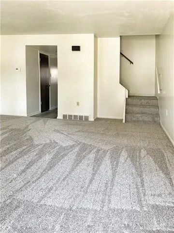 a view of a big room with closet and windows