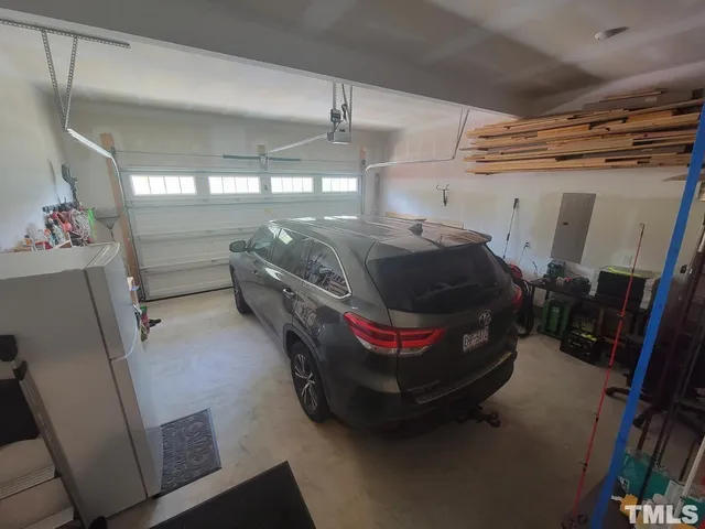 a car parked in a garage