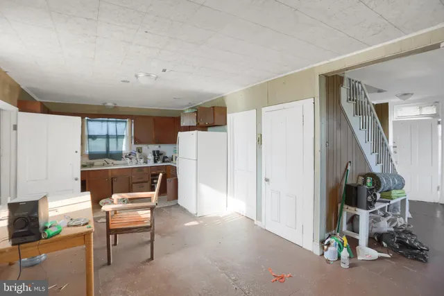 a view of a garage with storage