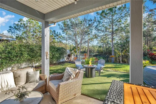 a outdoor view with a sitting space