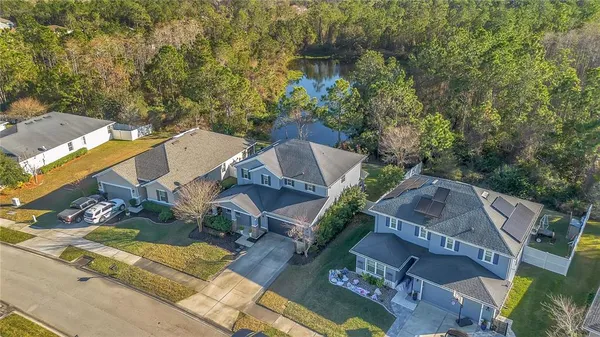 an aerial view of a house