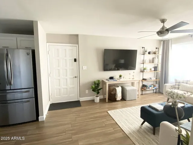a living room with furniture and a couch