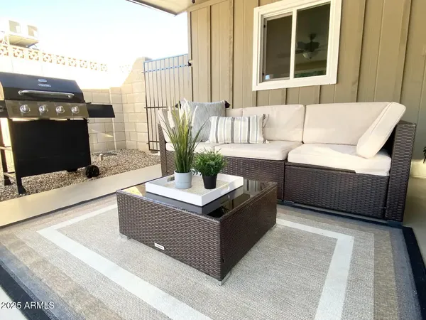 a view of a house with a patio