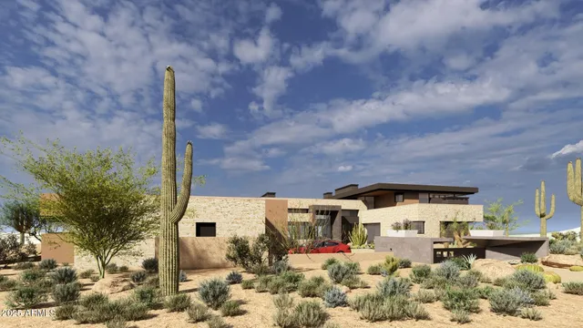 a front view of a house with sitting area